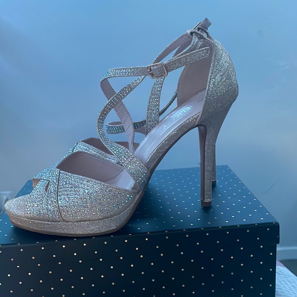 Stylish, Gold, Cross Strap Heels